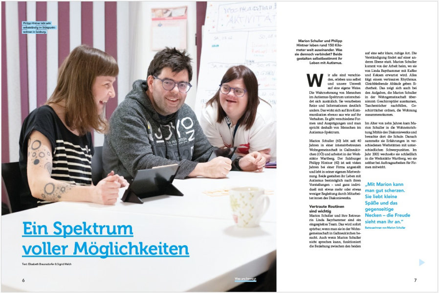 Screenshot eines Artikels zum Thema Leben mit Autismus